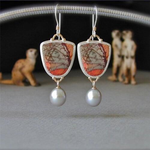 Delicate Colorful Resin Stone Simulated Pearl Drop Earrings For Women Vintage Jewelry Wedding Dangle Earring Pendientes Mujer