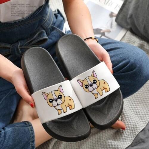 Summer Women Slippers 2021 Home Indoor Non-slip Slides Cartoon Cute Pug Pattern Slipper Casual Flip Flops Ladies Oversize 41