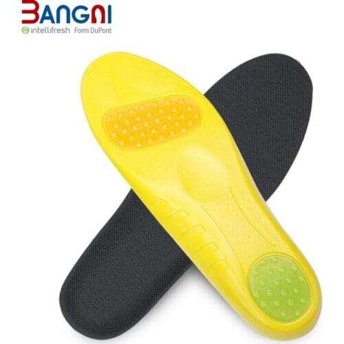 BANGNI Pu Sports Insoles Arch Support Plantar Fasciitis Shoes Pad Non-slip Deodorant Sole Shock Absorption Inserts for Men Women