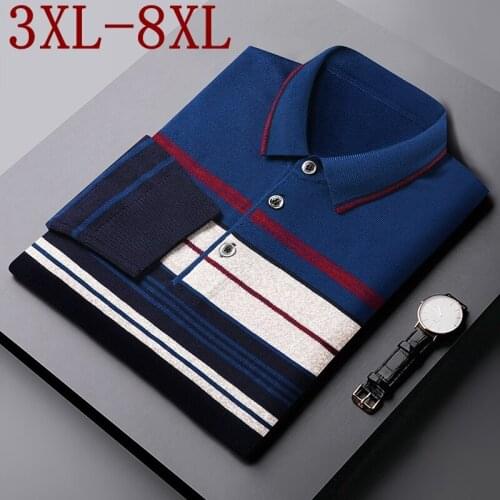 8XL 7XL 6XL New Brand Loose Sweater Men Autumn Winter Casual Mens Pullovers Casual Keep Warm Pull Homme Striped Male Knitwear
