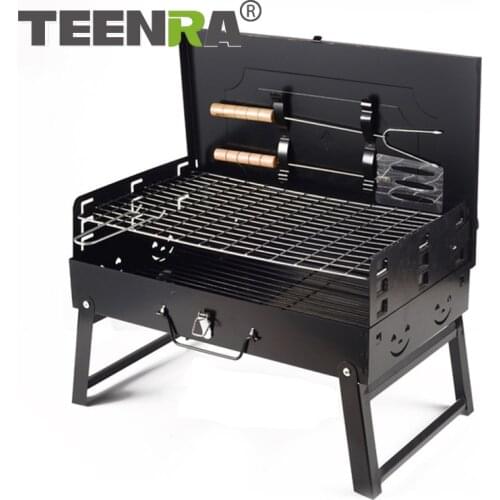 TEENRA Foldable Outdoor Mini Portable Camping BBQ Grill Folding Charcoal Grill Picnic Hiking Camping Outdoor Cooking Tools