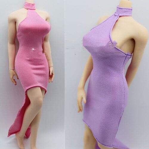 In Stock 1/6 Scale Sexy Backless Tight Long Dress Elastics Split Skirt Clothes Accessories Model for 12 inches Body