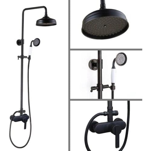 Bathroom 8" Rainfall Shower Mixer Faucet Single Handle Set Oil Rubbed Bronze Showerhead Shower Faucet System zhg155