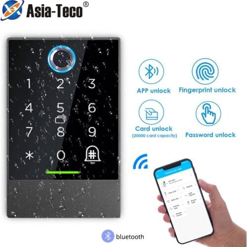 Waterproof 13.56MHZ Access Control Reader Fingerprint Door Lock App Control Bluetooth Lock Long Range Fingerprint Card Keypad