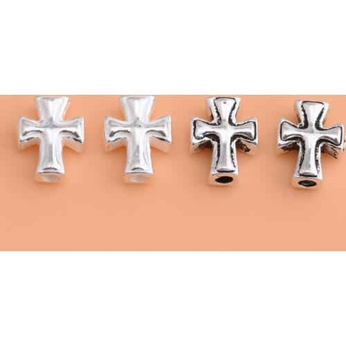 S925 sterling silver distressed jewelry cross beads handmade DIY beaded material bracelet knitting accessories