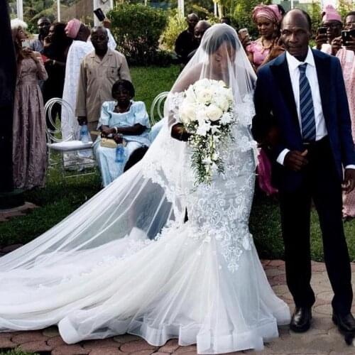 Plus Size Mermaid Wedding Dresses Sexy Off Shoulder Beads Lace Appliques Tulle Bridal Gown Glamorous South African Long Wedding