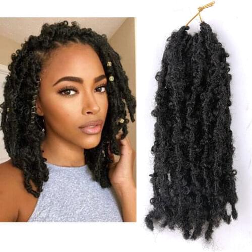 12 in butterfly faux locs pre looped crochet braids bob pretwisted butterfly loc crochet hair short distressed