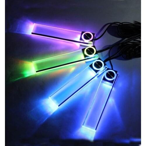 4 Pieces of Car Interior Car Backlight Car Accessories Atmosphere Light Decoration Car LED Floor Footlight Ambient Light