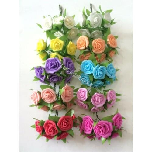 60pcs/bags 2.5X3cm head Multicolor EVA rose foam mini flower Bouquet solid color/Scrapbooking artificial rose flowers