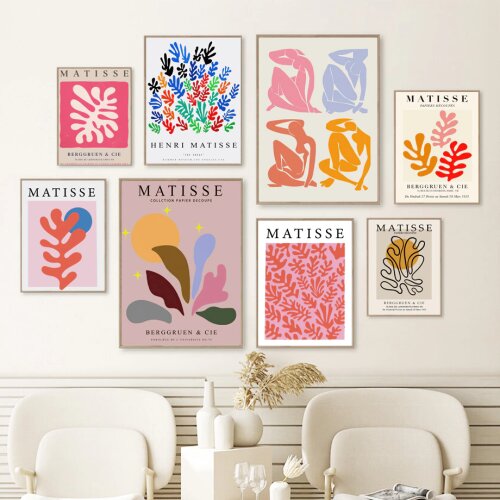 Abstract Matisse Botanical Lines Vintage Boho Wall Art Canvas Painting Posters And Prints Wall Pictures For Living Room Decor