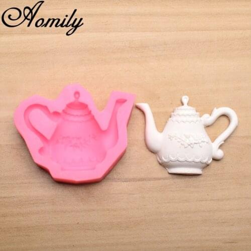 Amoliy Teapot Shape Fondant Silicone Mold Baking Candy Bakeware Mold Pastry Soap Mould Baking Tool Cake Decoration Accessories