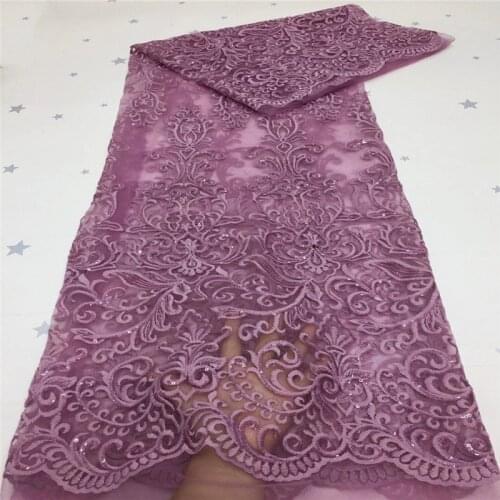 2020 Royal blue African Mesh sequins Lace Fabric High Quality Sequins French Tulle Lace Fabric For Wedding Party peach