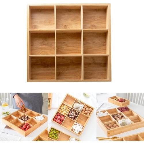 Wooden Food Plate Nuts Serving Tray Dry Fruits Snack Dish Container Dinner Tableware Camping Organizer Tray