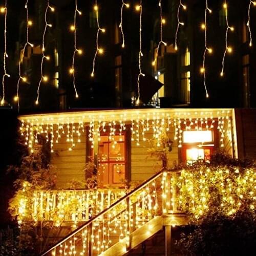 Christmas Lights Led Curtain Icicle String Lights 3.5M/5M Droop 0.4/0.5/0.6m Garland Street Party Garden Decorations for Home