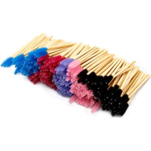 500Pcs Bamboo Handle Eyelash Brush Makeup Brush Eyelash Extension Disposable Eyebrow Brush Mascara Wands Applicator Makeup Tool