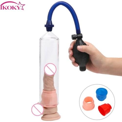 IKOKY Penis Enlargement Male Masturbation Climax Penis Pump Sex Toys For Men Extender Vacuum Pump Sex Shop