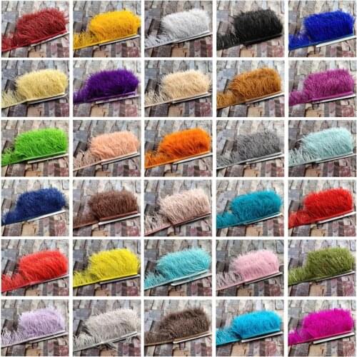 Hot Sale Wholesale 1Meters 8-10 cm/3-4 inch beautiful 30 Color ostrich feathers ribbon For DIY jewelry clothing accessories