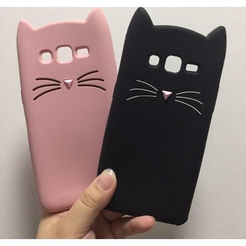 Cute 3D Beard Cat Soft Silicone Phone Case For Samsung Galaxy J3 J5 J7 2017 2016 Grand Prime G530 Cartoon Coque Cat Back Cover
