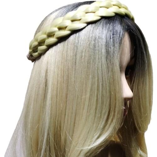 Fashion Braided Wig Hair Hoop Women Hairpiece Elastic Wide Headband Hair Band Wig Holder Hair Hoop Headwear Hair Accessories