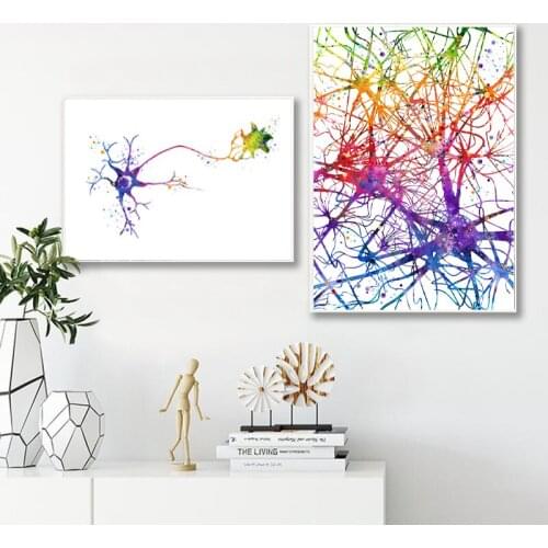 Multipolar Brain Neuron Cell Anatomy Art Prints Brain Neurology Medical Science Poster Anatomical Biology Decor Canvas Painting