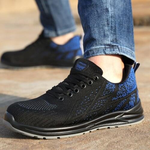 Mens leisure breathable steel toe caps work safety shoes lightweight worker summer safe shoe tooling security boots protect mans