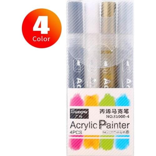 4 Colors Water-based Acrylic Marker Pen Set DIY Album Graffiti Pens Eco-friendly Body Paint Pen Art Supply Multifunction Markers