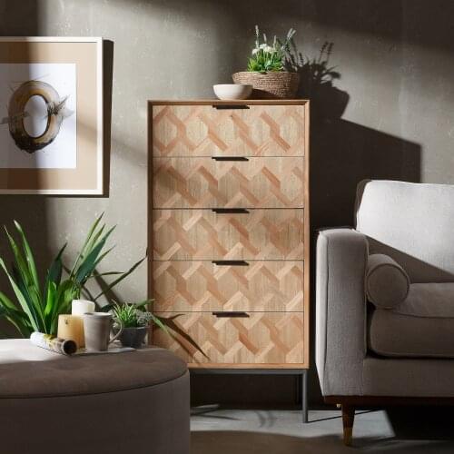 NATURAL COMODA Wood/METAL SALON 60X40X120 CM