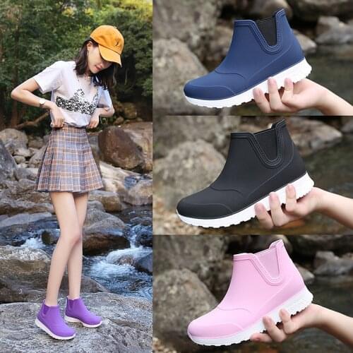 Non Slip Women Rain Boots Ankle Rainboots Platform Rain Shoes Boots Ladies Waterproof Work 2021 Outdoor Fashion Female Rain Boot