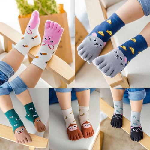 Toddler Baby Kids Girls Boys Cartoon Animal Five Fingers Socks Hosiery Toe Socks Winter Warm Thermal Pantyhose Sokken Socks