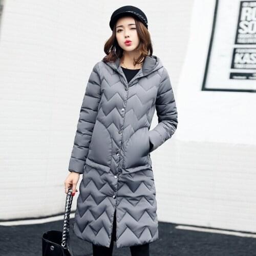 2019 Autumn And Winter New Clothes Woman Korean Self-cultivation Thin Long Fund Thickening Even Hat Will Code Down Cotton