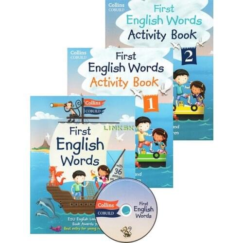 Collins First English Words+CD Original English 3 Books/set, Education Picture Book, for Kindergarten-aged Learners of English