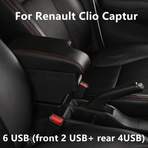 For Renault Clio Captur Armrest box central Store content box with USB interface