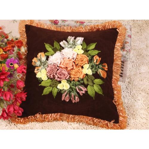 POVUOP Embroidered pillow cushion for living room furniture European cross-stitch pillow case
