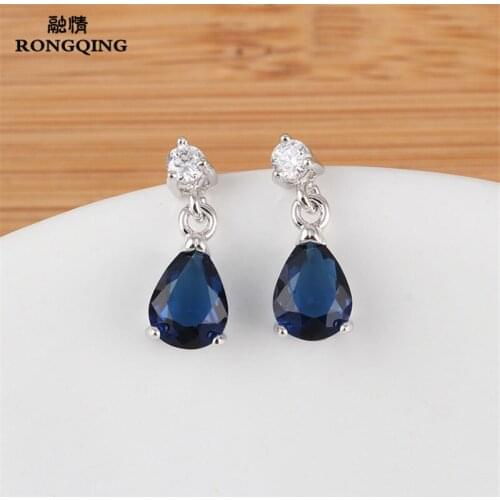 RONGQING 10Pairs/lot Shiny Zircon Water Droplets Earrings for Women Simple Crystal Drop Earrings Wholesales