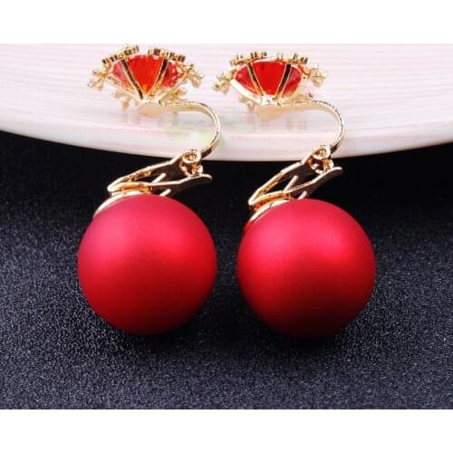 JIOFREE New Fashion Women/Girls bead clip on earring no pierced for women wedding luxury bridal earring Gift Free shipping