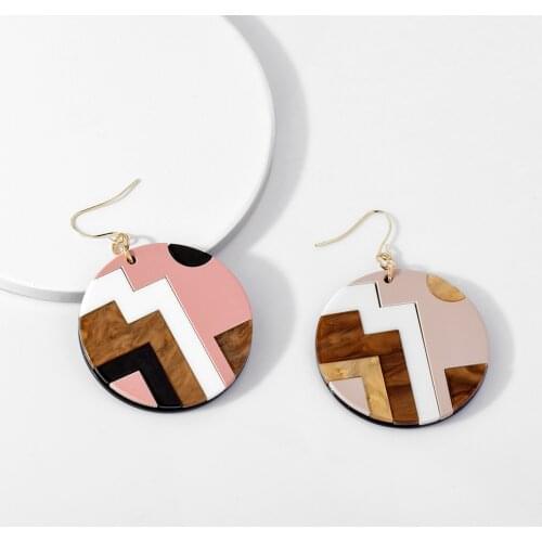 European and American earrings splicing acrylic plate ear big fashion earrings dangle earrings acrylic earrings