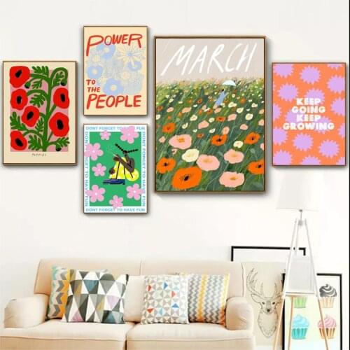 Modern Abstract Girl Colorful Flowers Wall Art Canvas Painting Posters And Prints Wall Pictures For Living Room Decor Aesthetics