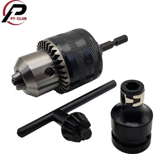 1/2” Drill Chuck with 1/4” Quick Change Hex Shank Convert Impact Driver and Wrench to Drill
