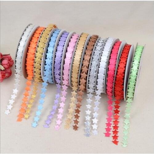 1.3cm*20Yard Star Ultrasonic embossed Ribbon Polyester Star Trim for Garment Accessories gift packaging Decoration 7#colors