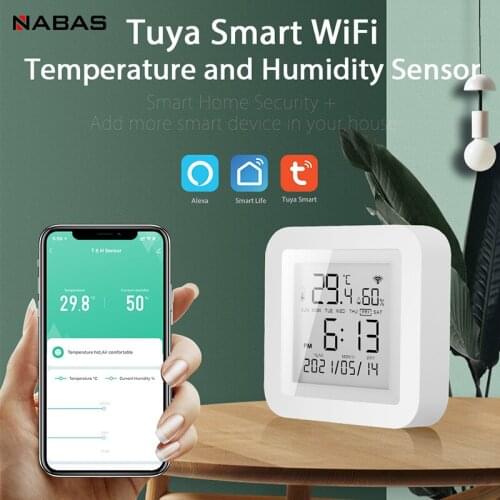 NABAS Tuya WiFi Temperature Humidity Sensor Smart Home Indoor Smart Sensor Thermometer Humidity Meter Work With Alexa