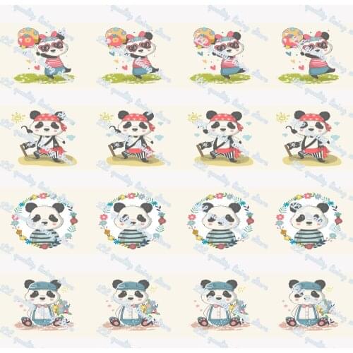 WL 5/8‘’16MM Cute Cartoon Panda Grosgrain Ribbon Gift Wrapping Hair Bow Diy Party Decoration Craft Supplies Animal Collar