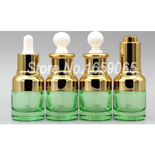 20ml green glass Essential Oil dropper bottle w gold shoulder Dispensing Container Liquid Pipette Eye Drop Aromatherapy