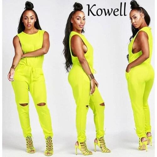 Kowell 2019 New Style Fashion Summer Sexy Women Jumpsuits Sleeveless Drawstring Hollowed-out Sexy Jumpsuits Rompers Overalls
