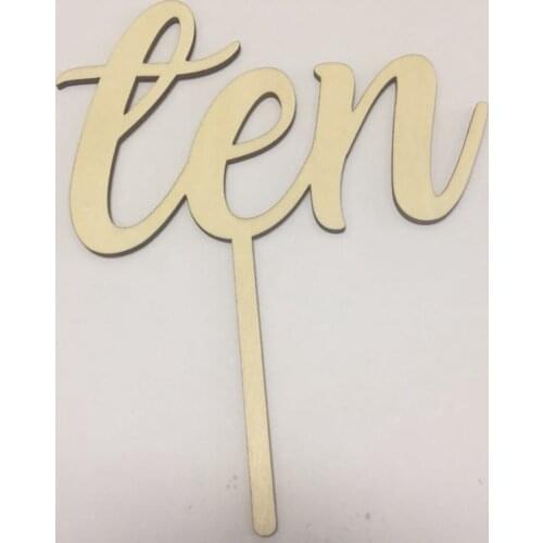 1pcs ten wood cake topper happy birthday cake topper for kids