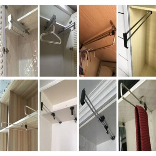 1pcs Wardrobe hanger fittings top mounting bar hardware telescopic hanger cabinet push and pull hanger clothes hanger