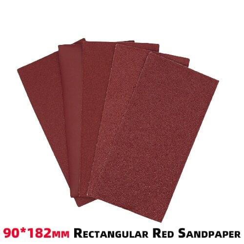10PCS 90X182MM Square Sandpaper Sand Sheets Hook Loop Sanding Red Polishing 90*182MM Abrasive Paper 40 To 400 Grits Dry For