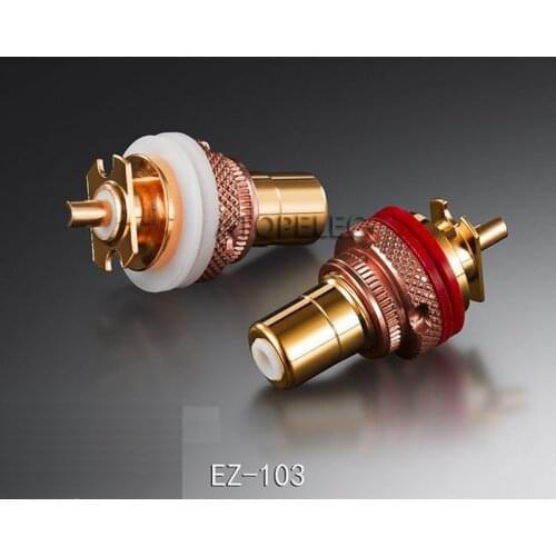 2pcs EIZZ 24K Gold Plated Brass RCA Jack Female Socket Connector for HiFi Audio Video TV CD AMP Panel Chassis Mount EZ-103