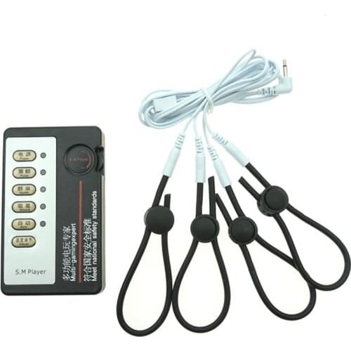 Penis Electric Shock Ring Shock Wave Therapy Men Electro Sex Toys Silicone Testicles Electric Stimulation 4pcs E-stim Cock Rings