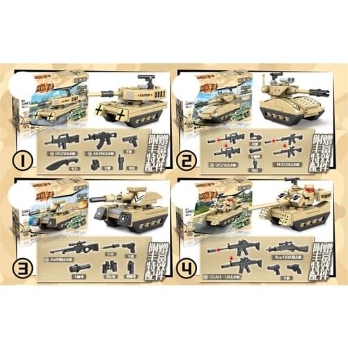 8Pcs Military Series tank Armored vehicle weapon accessories DIY Model Building Blocks Bricks Toys Gifts