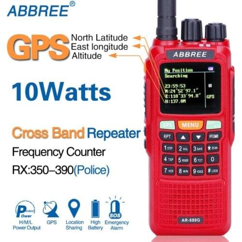 ABBREE AR-889G Walkie Talkie 889G 10W GPS SOS powerful 10km long range Duplex Repeater Dual Band Hunting Ham two Way Radio